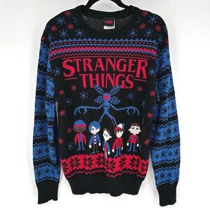 Stranger Things Blue and Red Knit Winter Sweater Size L